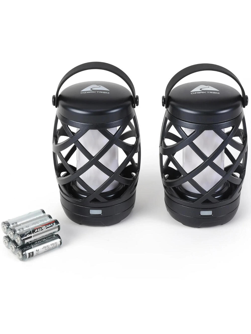 Ozark Trail LED Flame Light Lantern, 100 Lumen, 2 Pack, Black w/ Batteries
